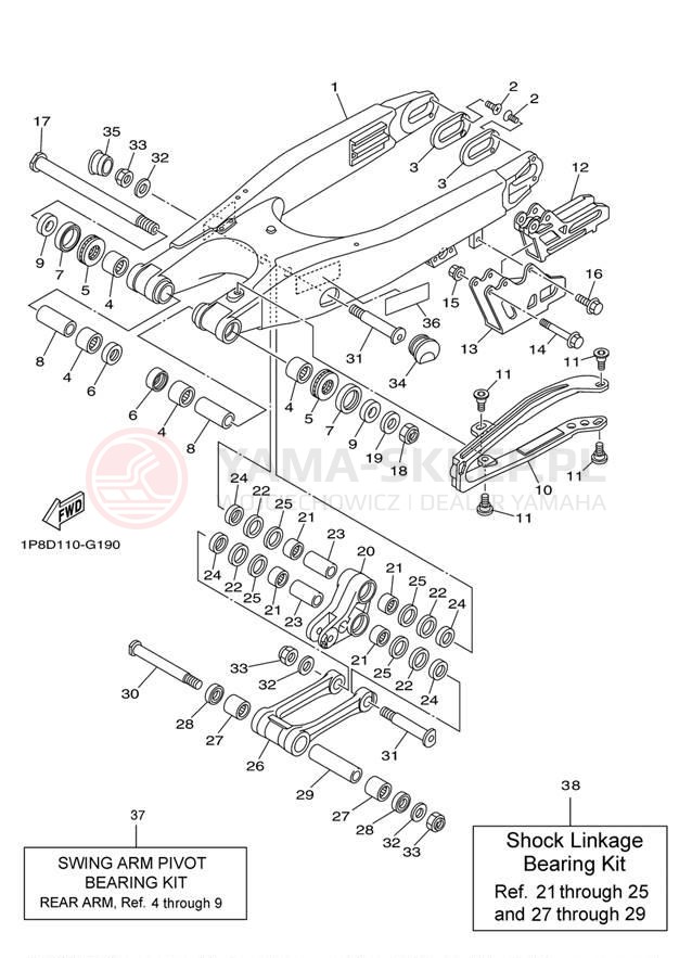 Schemat "wahacz" do Yamaha YZ250 YZ250Y