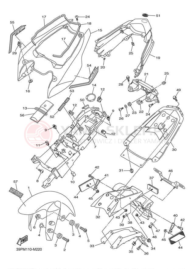 Schemat "błotnik" do Yamaha FZ8 FZ8NDC/FZ8ND