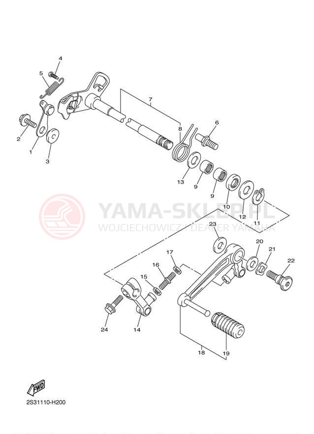 Schemat "Dźwignia zmiany biegów, wałek" do Yamaha VMAX VMX17ACG/VMX17AG