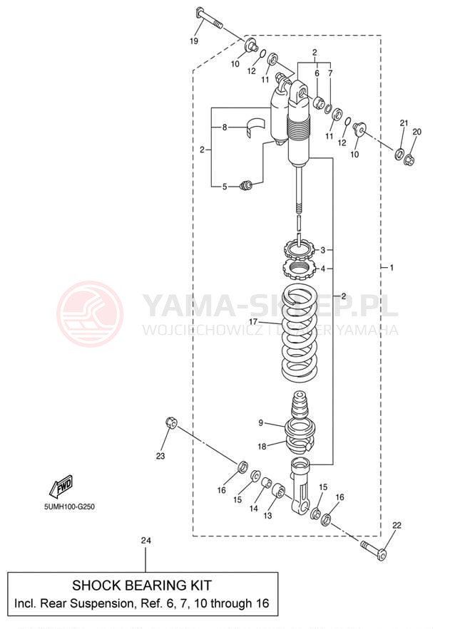 Schemat "zawieszenie tył" do Yamaha WR250F WR250FA