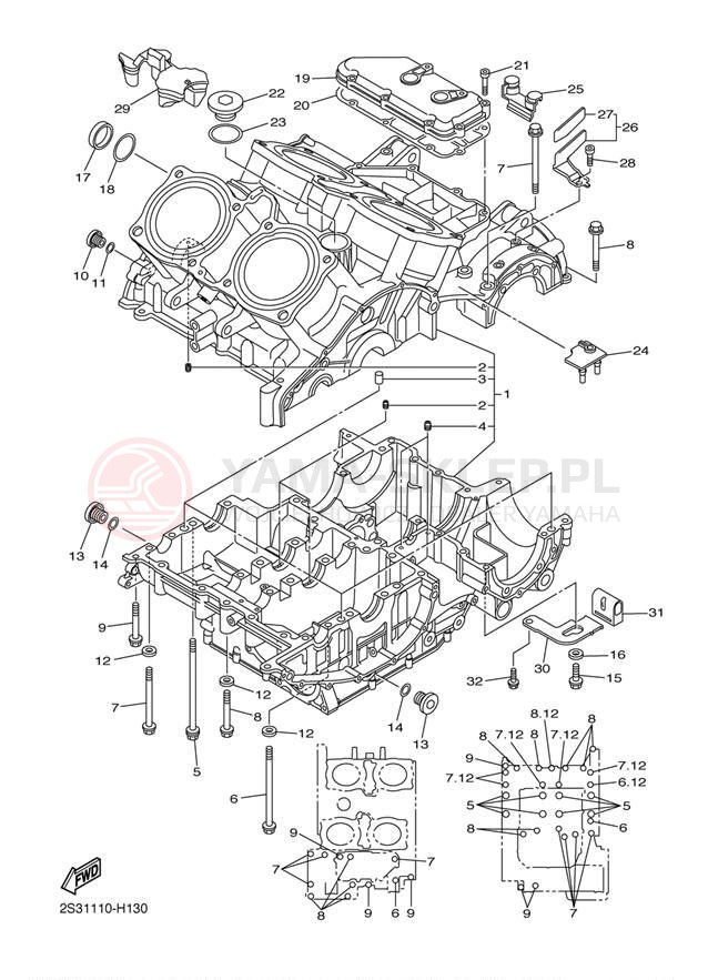 Schemat "Obudowa silnika" do Yamaha VMAX VMX17ECGY/VMX17EGY