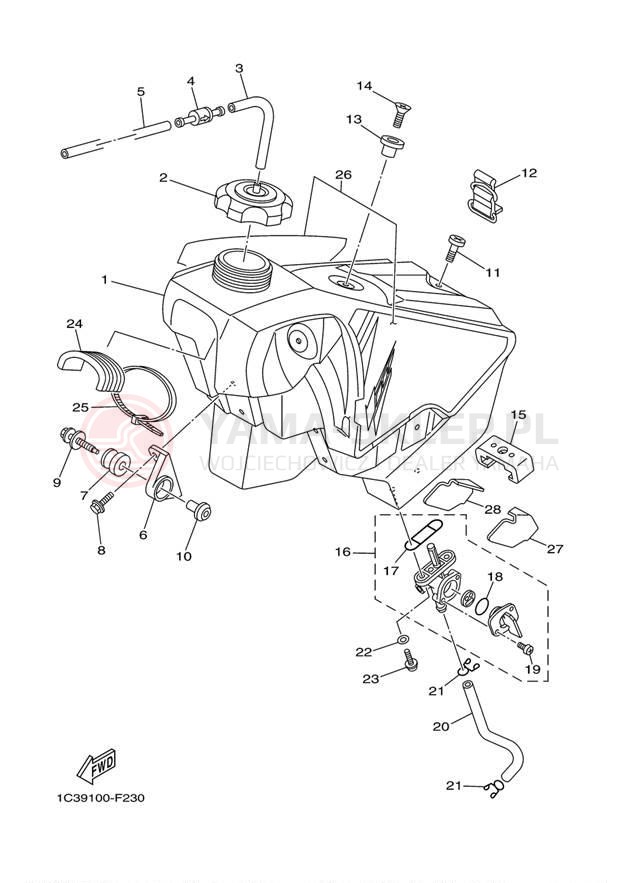 Schemat "zbiornik paliwa" do Yamaha YZ250 YZ250Y