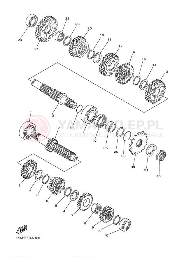 Schemat "Skrzynia biegów " do Yamaha YZ250FE YZ250FEL/YZ250FEW
