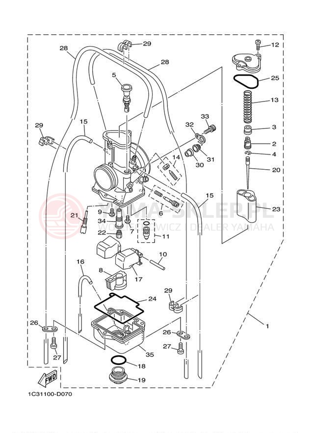 Schemat "Gaźnik" do Yamaha YZ125 YZ125Z