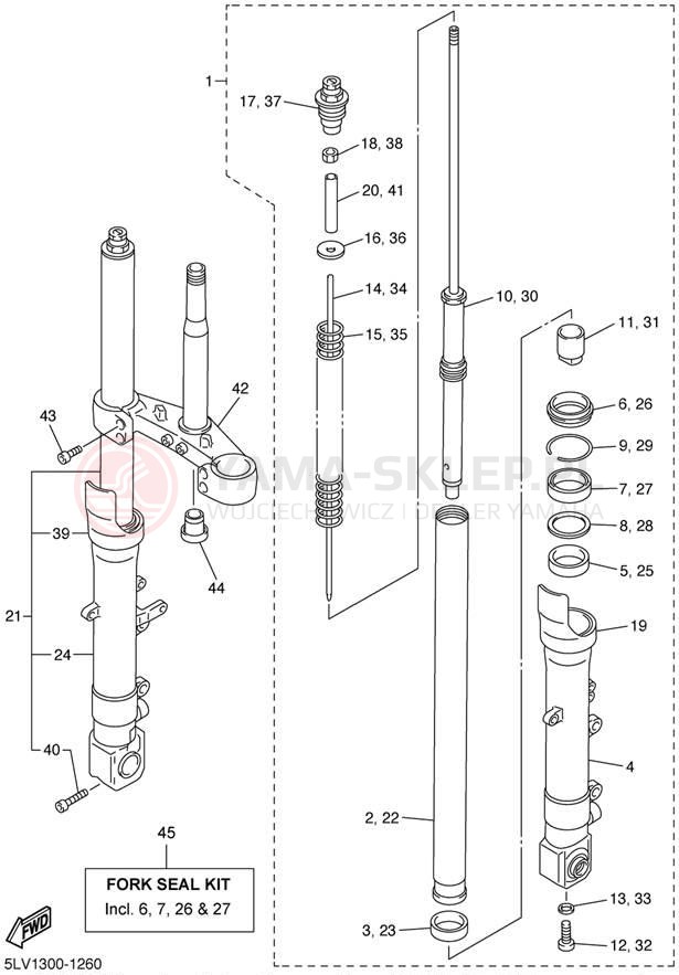 Schemat "Amortyzatory przód" do Yamaha FZ1 FZS1000RC/FZS1000R