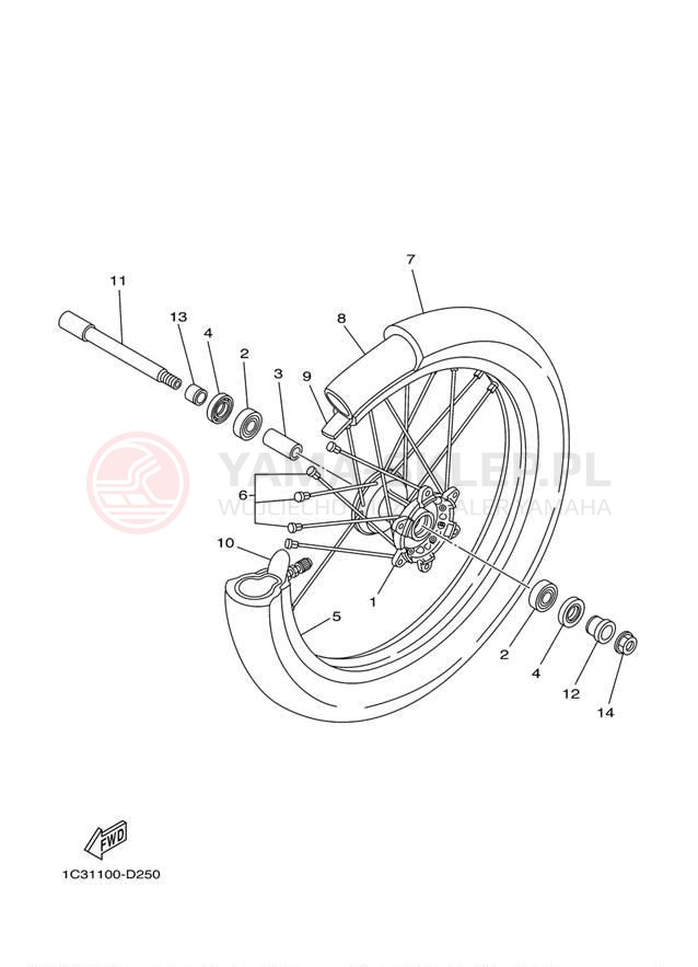 Schemat "Koło przód" do Yamaha YZ250 YZ250Y