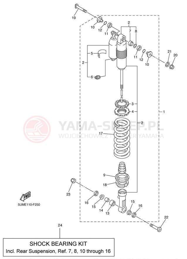 Schemat "zawieszenie tył" do Yamaha WR450F WR450FY