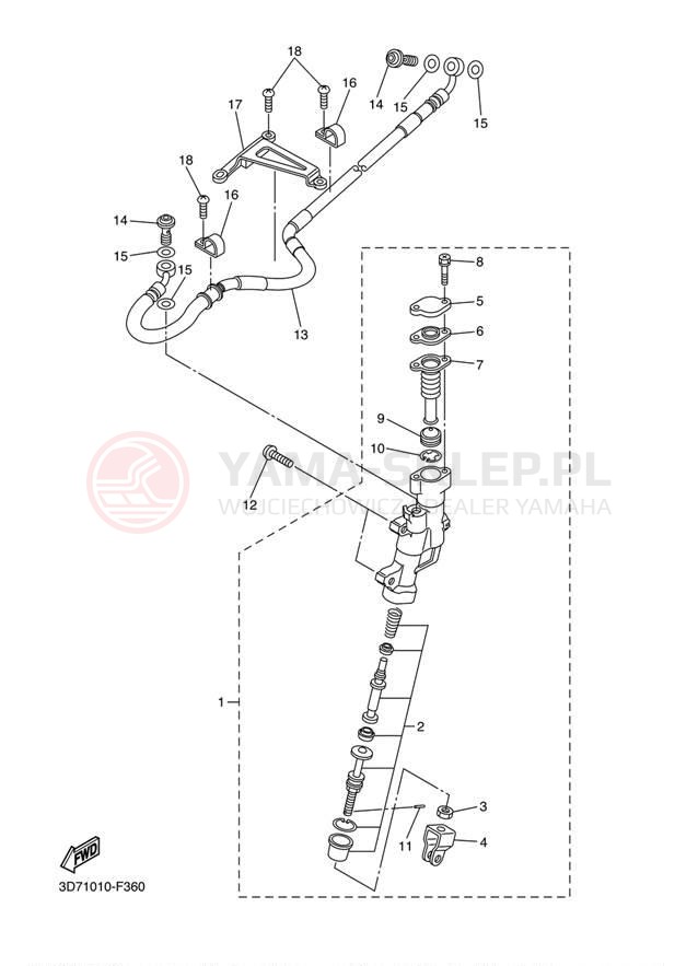 Schemat "Pompa hamulcowa tył" do Yamaha WR25R WR25RE/WR25REC