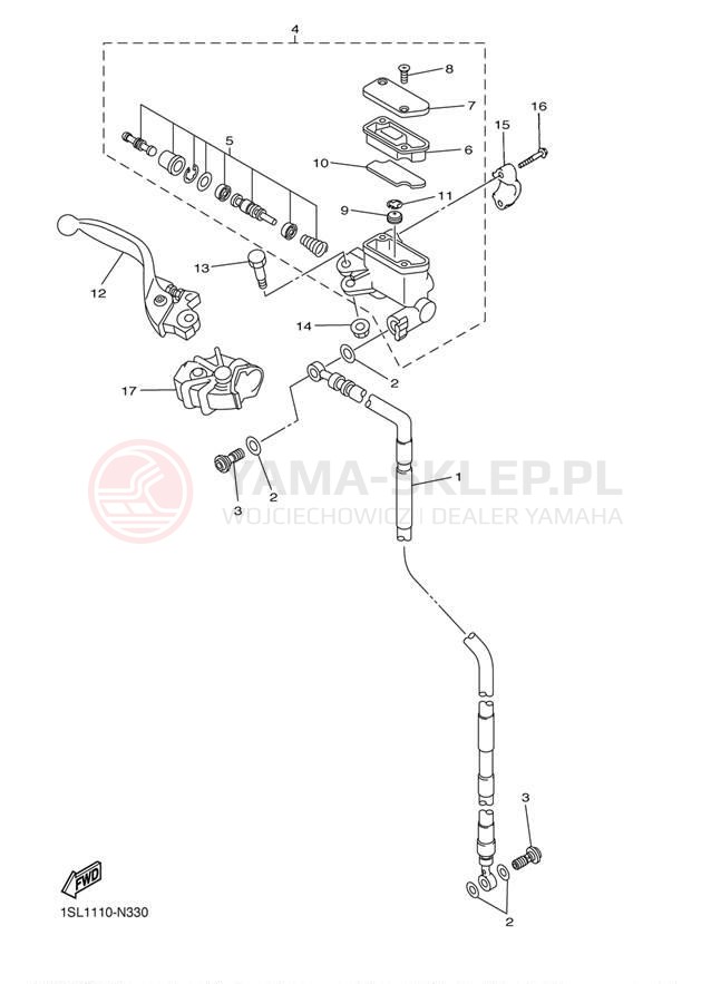 Schemat "Pompa hamulcowa przednia" do Yamaha YZ250FE YZ250FEL/YZ250FEW