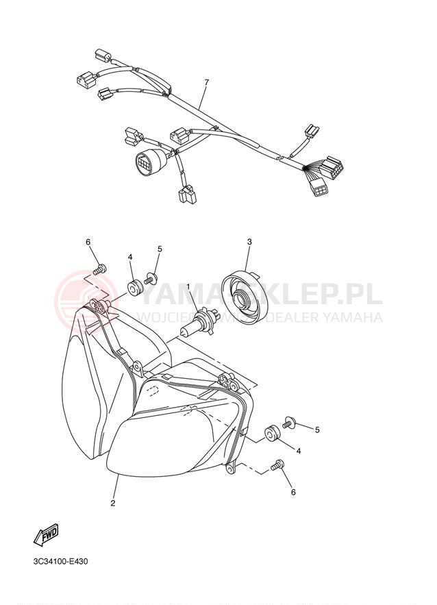 Schemat "Lampa przód" do Yamaha FZ1 FZS10D/FZS10DC