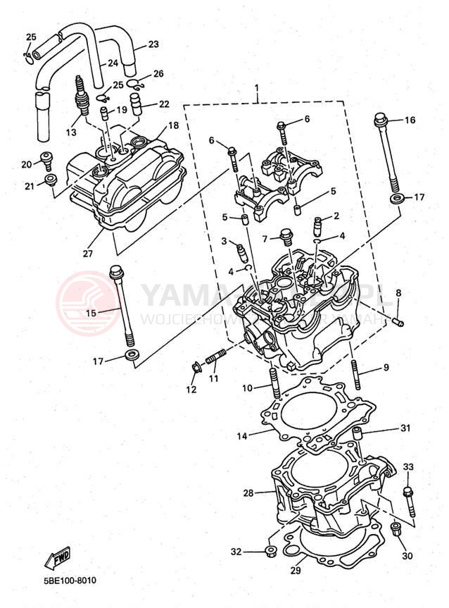 Schemat "cylinder" do Yamaha YZ400 YZ400FK