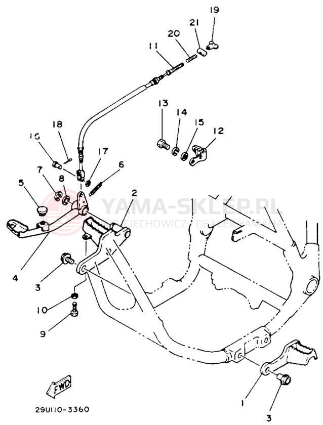 Schemat "Stopka postojowa i podnóżki" do Yamaha YTM225DXL