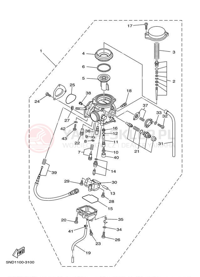 Schemat "Gaźnik" do Yamaha KODIAK 450 4WD YFM450FAR