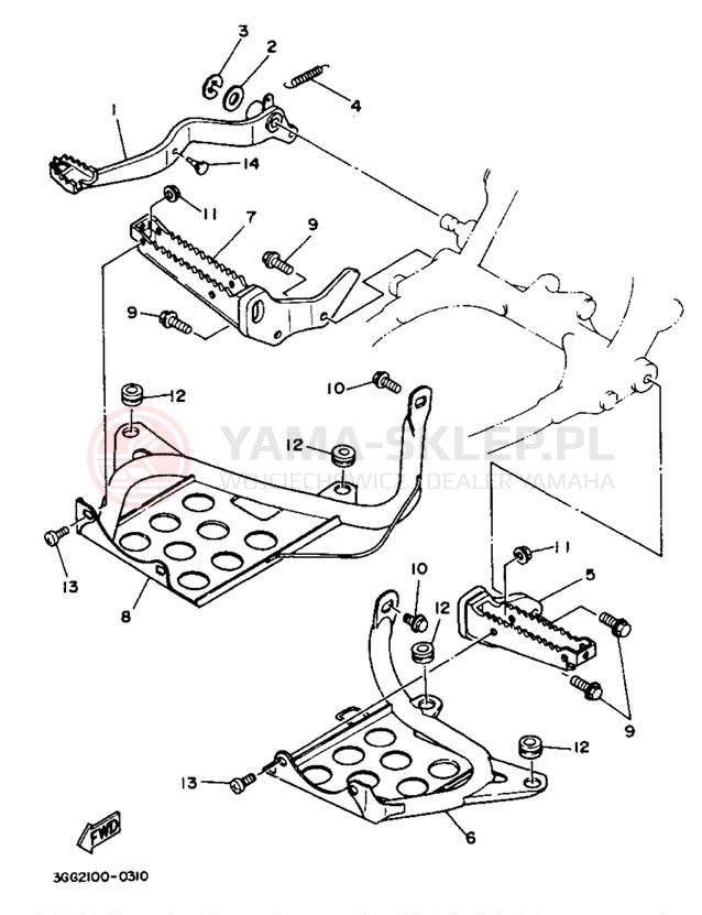Schemat "Stopka postojowa i podnóżki" do Yamaha BANSHEE YFZ350G_MN