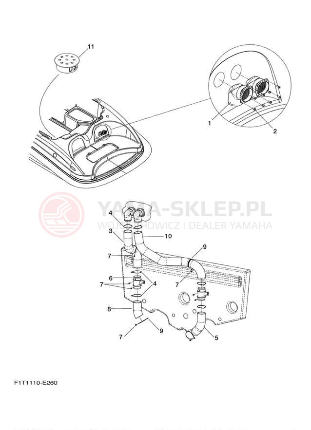 Schemat "odpowietrzenie" do Yamaha SX210 FRT1100BJ