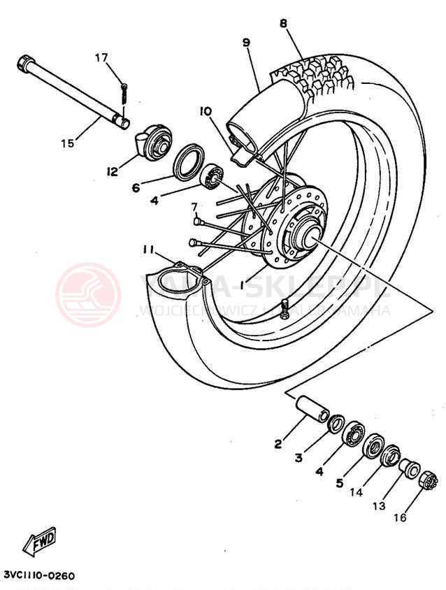 Schemat "Koło przód" do Yamaha RT180B