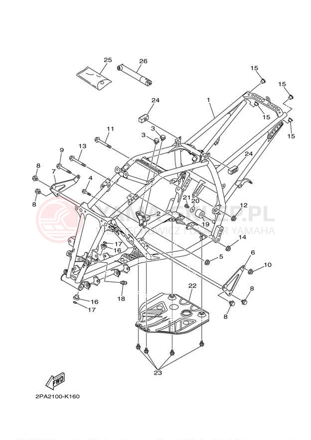 Schemat "rama" do Yamaha RAPTOR 125 YFM125RDW/YFM125RDL