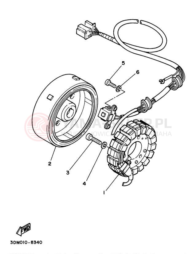 Schemat "prądnica" do Yamaha VIRAGO 250 XV250N/XV250NC