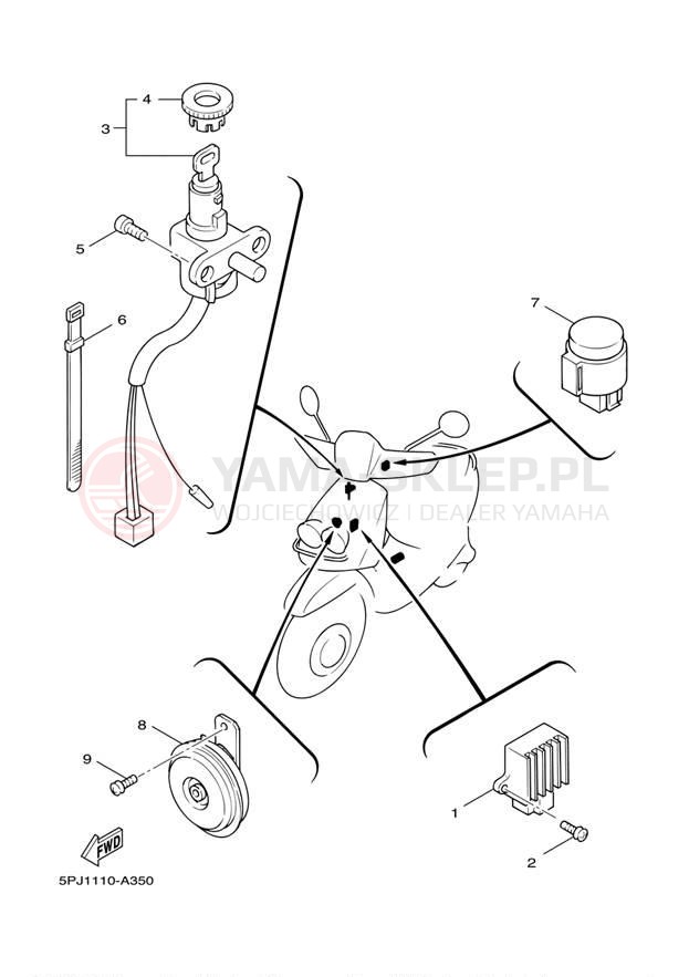 Schemat "układ elektryczny" do Yamaha ZUMA YW50ZY/YW50ZB