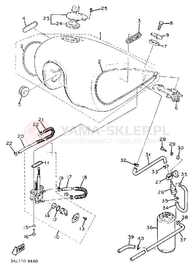 Schemat "zbiornik paliwa" do Yamaha VIRAGO 750 XV750U/XV750UC