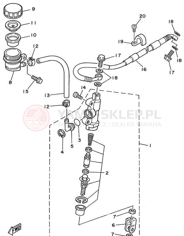 Schemat "Pompa hamulcowa tył" do Yamaha COMPETITION YZ250L1