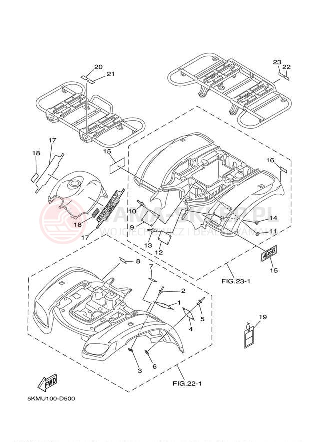 Schemat "naklejki" do Yamaha GRIZZLY 660 HUNTER YFM66FAHT