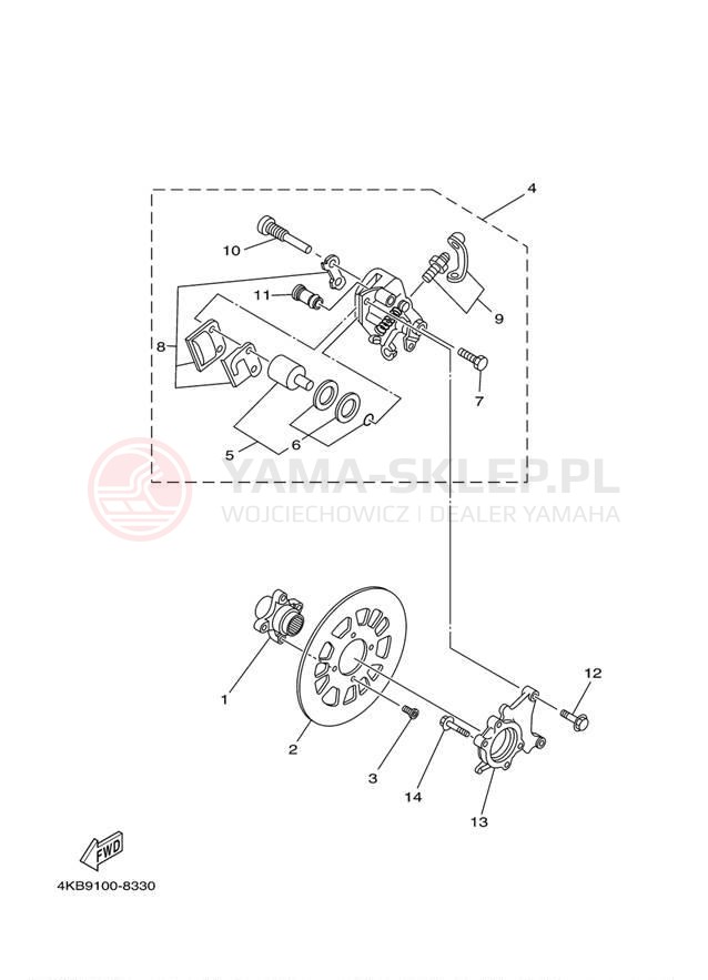 Schemat "Zacisk hamulcowy tylny" do Yamaha WOLVERINE YFM350FXN