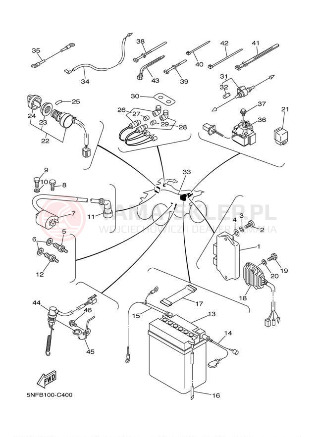Schemat "układ elektryczny" do Yamaha WARRIOR YFM35XSC/YFM35XS
