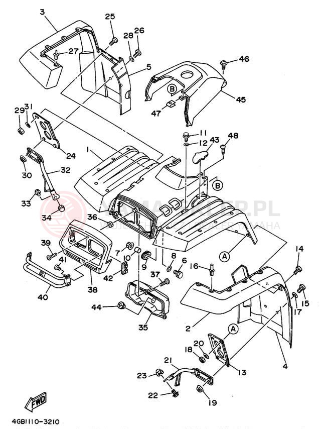 Schemat "Przedni błotnik" do Yamaha KODIAK 4WD YFM400FWF_