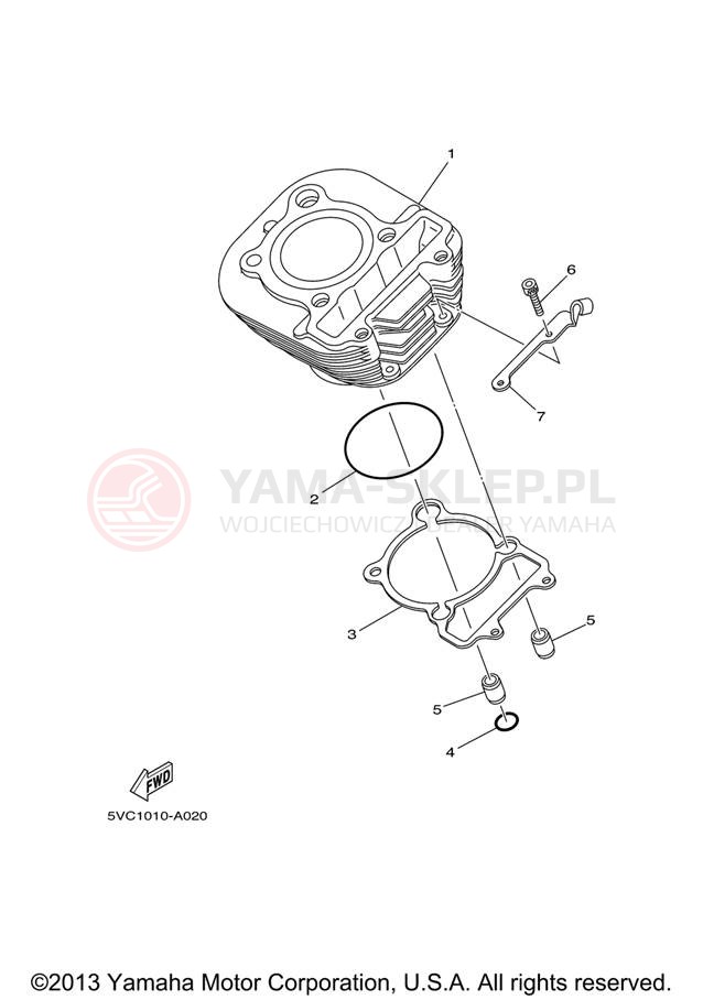 Schemat "cylinder" do Yamaha TW200 TW200V/TW200VC