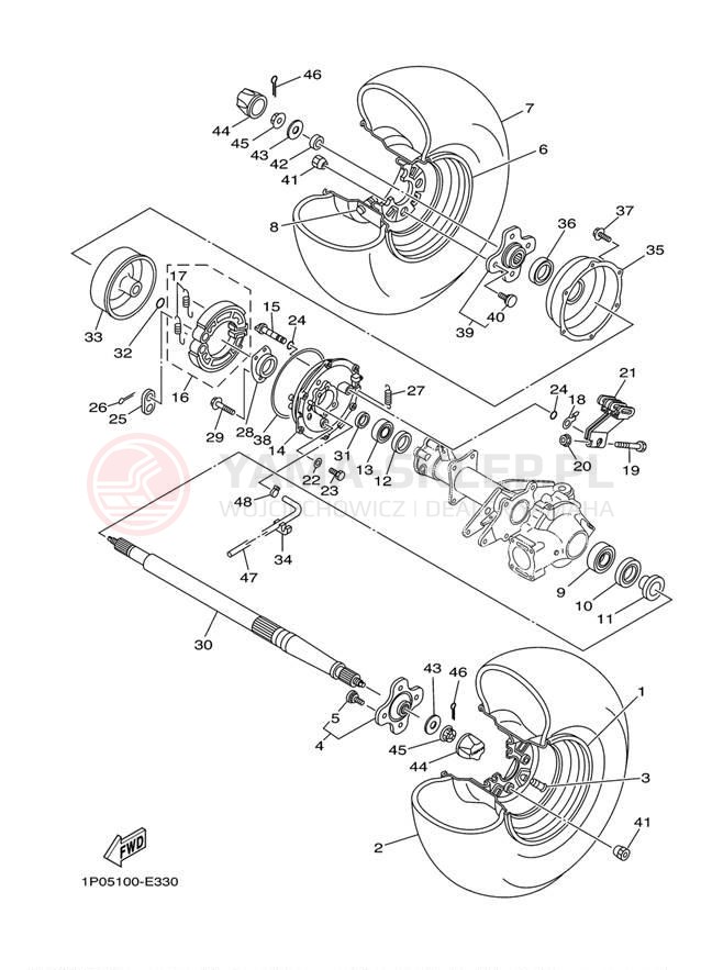 Schemat "Koło tył" do Yamaha BRUIN 250 2WD YFM25BV
