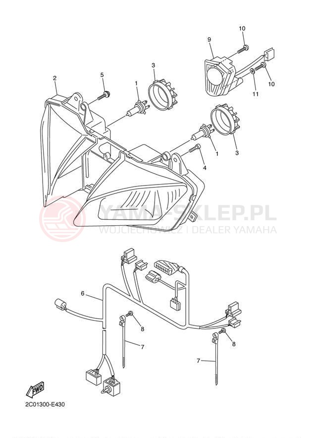 Schemat "Lampa przód" do Yamaha R6 YZFR6VC/YZFR6V