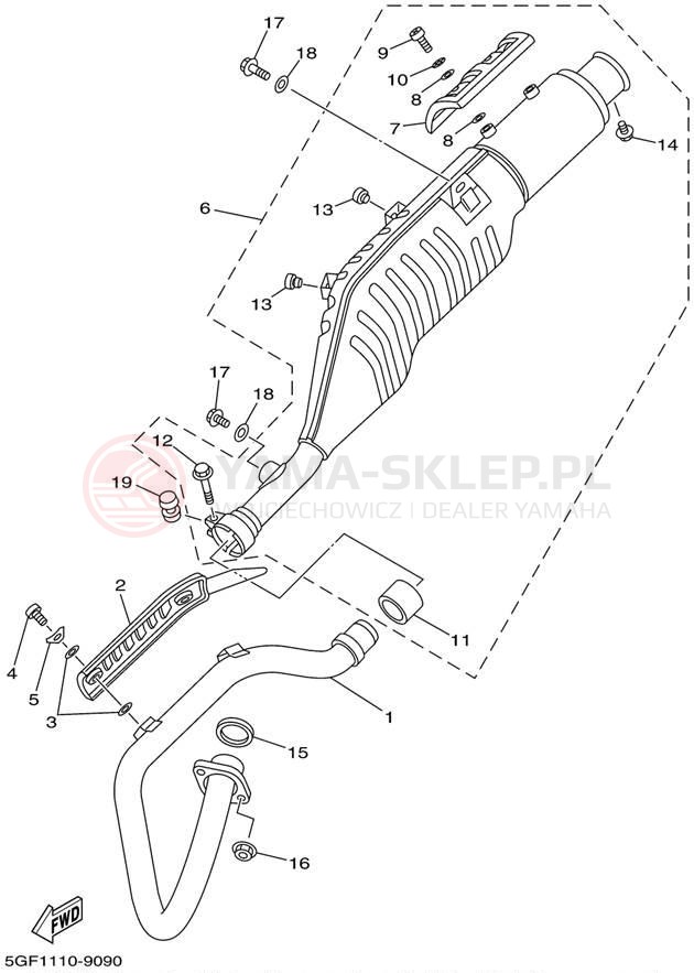 Schemat "Wydech końcowy" do Yamaha TTR250 TTR250P/TTR250PC