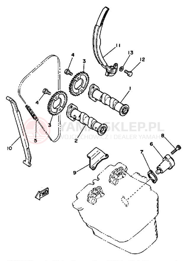 Schemat "Rozrząd - łańcuszek" do Yamaha SRX250TC/SRX250T
