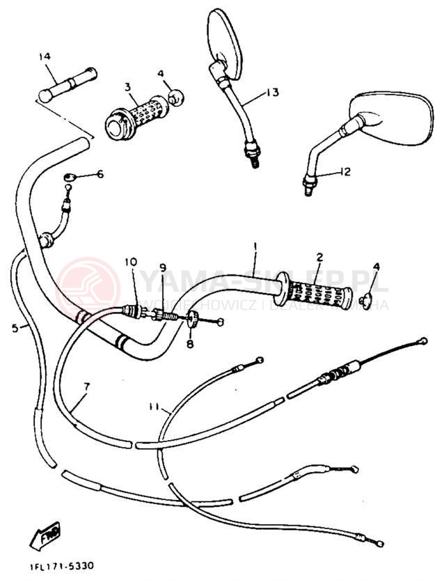 Schemat "Kierownica i osprzęt" do Yamaha MAXIM X XJ700XNC/XJ700XN