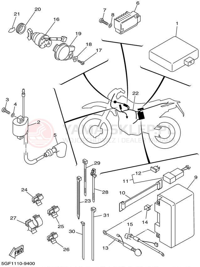 Schemat "układ elektryczny" do Yamaha TTR250 TTR250N/TTR250NC