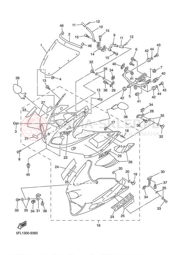 Schemat "elementy nadwozia" do Yamaha YZFR7 YZFR7L
