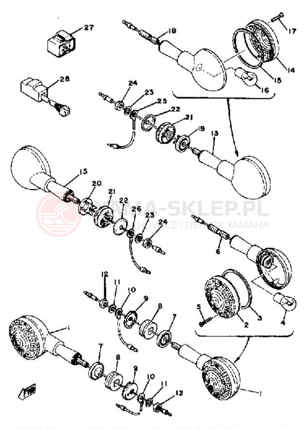 Schemat "kierunkowskazy" do Yamaha XS400SH