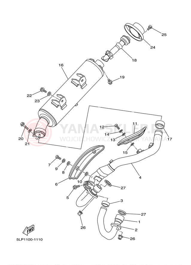 Schemat "Wydech końcowy" do Yamaha 660R RAPTOR YFM660RN/YFM660RNC