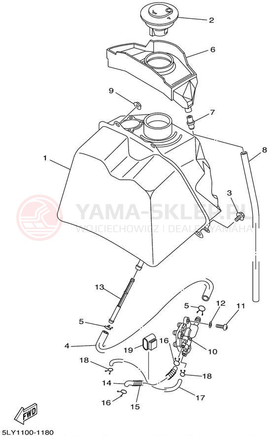 Schemat "zbiornik paliwa" do Yamaha VINO YJ50RN