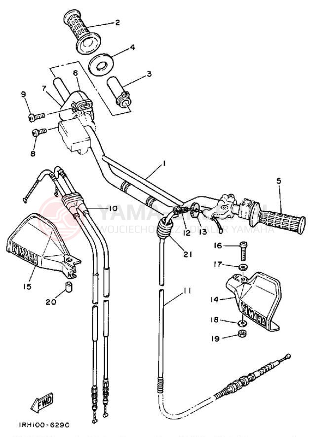 Schemat "Kierownica i osprzęt" do Yamaha TT225T