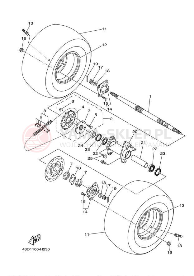 Schemat "Koło tył" do Yamaha RAPTOR 90 YFM90RYB/YFM90RYL