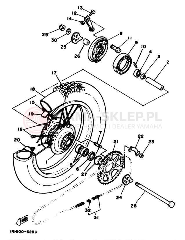 Schemat "Koło tył" do Yamaha TT225S