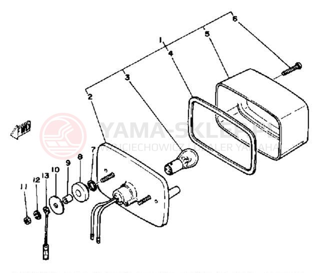 Schemat "lampa tył" do Yamaha YT175J