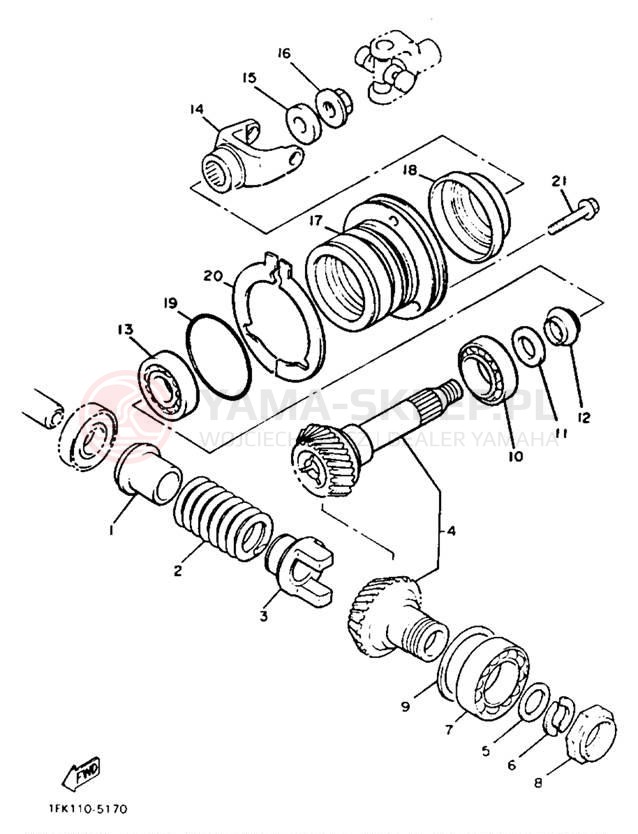 Schemat "Przeniesienie napędu" do Yamaha VENTURE ROYAL XVZ13DUC/XVZ13DU