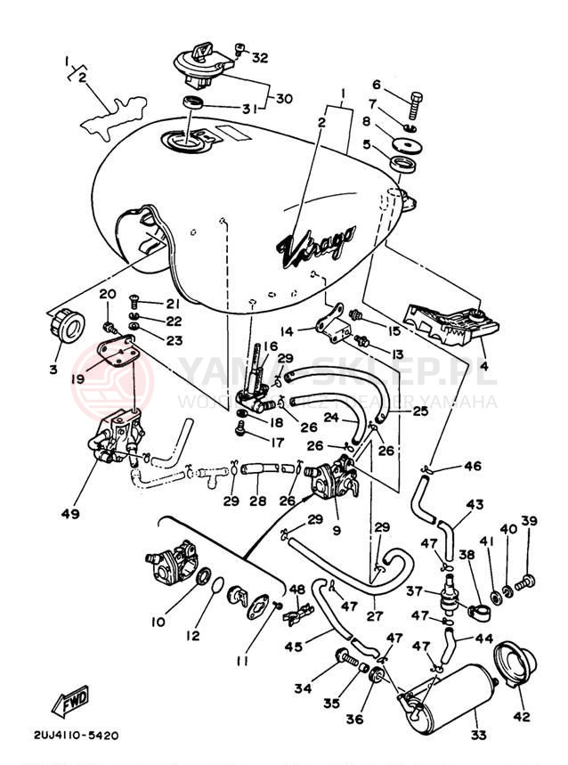 Schemat "zbiornik paliwa" do Yamaha VIRAGO 250 XV250JC/XV250J