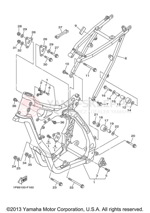 Schemat "rama" do Yamaha YZ250 YZ250X