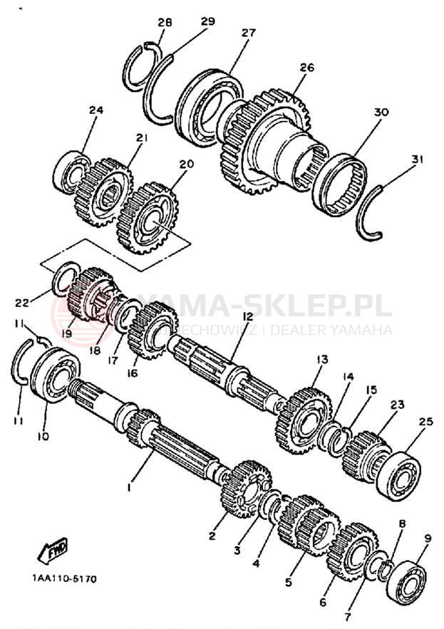 Schemat "Skrzynia biegów " do Yamaha MAXIM X XJ700XS/XJ700XSC