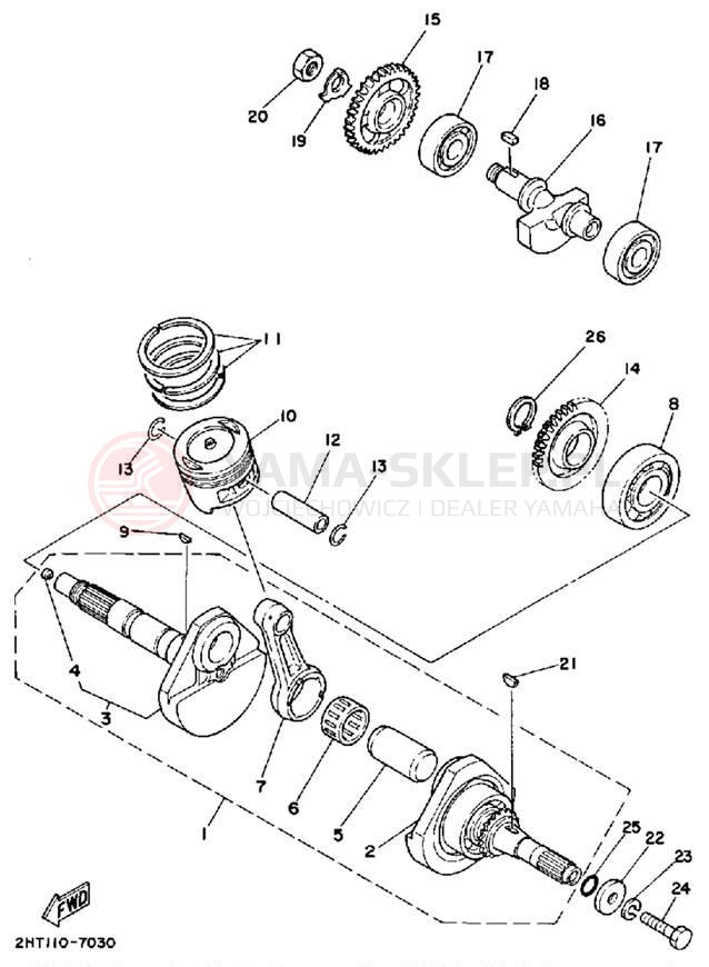 Schemat "Wał korbowy, tłok" do Yamaha MOTO-4 YFM225T