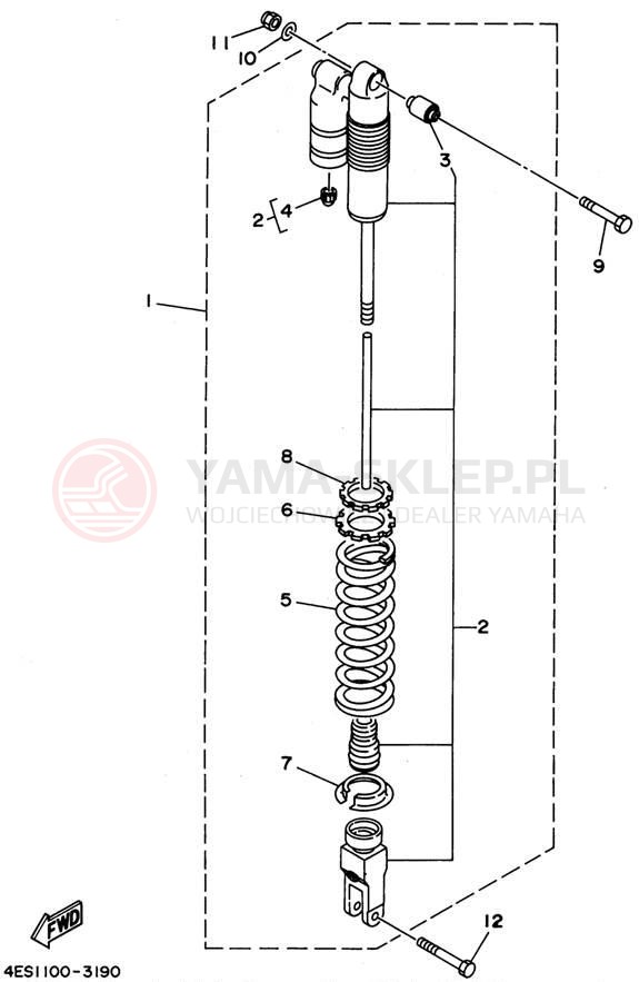 Schemat "zawieszenie tył" do Yamaha YZ80H1